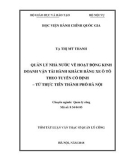 Tóm tắt Luận văn Thạc sĩ Quản lý công: Quản lý nhà nước về hoạt động kinh doanh vận tải hành khách bằng xe ô tô theo tuyến cố định – Từ thực tiễn thành phố Hà Nội