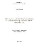 Luận văn Thạc sĩ Nông nghiệp: Thực trạng và giải pháp sử dụng đất lúa dựa vào nước trời trên địa bàn huyện Quế Sơn, tỉnh Quảng Nam