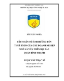 Luận văn Thạc sĩ Kế toán: Các nhân tố ảnh hưởng đến thuế TNDN của các doanh nghiệp nhỏ và vừa trên địa bàn quận Bình Thạnh