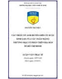 Luận văn Thạc sĩ Kế toán: Các nhân tố ảnh hưởng đến tỷ suất sinh lợi của các Ngân hàng thương mại cổ phần trên địa bàn TP. Hồ Chí Minh