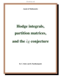 Đề tài Hodge integrals, partition matrices, and the λg conjecture 