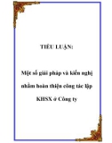 Luận văn: Một số giải phảp và kiến nghị nhằm hoàn thiện công tác lập KHSX ở Công ty cơ khí Hà Nội