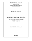 Tóm tắt Luận án tiến sĩ Hóa học: Nghiên cứu tổng hợp, biến tính vật liệu cacbon nano ống và ứng dụng