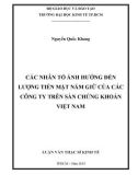 Luận văn Thạc sĩ Kinh tế: Các nhân tố ảnh hưởng đến lượng tiền mặt nắm giữ của các công ty trên sàn chứng khoán Việt Nam