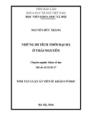 Tóm tắt Luận án Tiến sĩ Khảo cổ học: Những di tích thời đại Đá ở Thái Nguyên