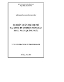 Luận văn Thạc sĩ Quản trị kinh doanh: Kế toán quản trị chi phí tại Công ty cổ phần Nông sản thực phẩm Quảng Ngãi