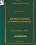 Luận văn Thạc sĩ Kinh tế: Quản lý rủi ro tín dụng đầu tư tại Quỹ Đầu tư Phát triển Đồng Nai