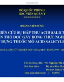 Đề tài: Nghiên cứu sự hấp thu Acid salicylic trên thỏ được gây bỏng thực nghiệm có sử dụng thuốc mỡ Acid salicylic 40% - Hoàng Việt Dũng