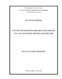 Luận văn Thạc sĩ Kinh tế: Các yếu tố ảnh hưởng đến khả năng sinh lời của các ngân hàng thương mại Việt Nam - Nguyễn Xuân Hoàng