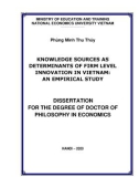 Dissertation for the degree of Philosophy in economic: Knowledge sources as determinants of firm lever innovation in Vietnam – An empirical study