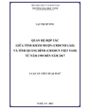 Luận án Tiến sĩ Lịch sử: Quan hệ hợp tác giữa tỉnh Khăm Muộn (CHDCND Lào) và tỉnh Quảng Bình (CHXHCN Việt Nam) từ năm 1989 đến năm 2017