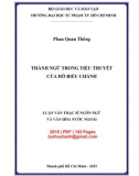 Luận văn Thạc sĩ Ngôn ngữ và Văn hóa nước ngoài: Thành ngữ trong tiểu thuyết của Hồ Biểu Chánh