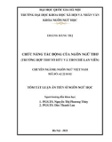 Tóm tắt Luận án Tiến sĩ Ngôn ngữ học: Chức năng tác động của ngôn ngữ thơ (Trường hợp thơ Tố Hữu, thơ Chế Lan Viên)