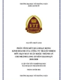 Luận văn tốt nghiệp Quản trị kinh doanh: Phân tích kết quả hoạt động kinh doanh của Công ty trách nhiệm hữu hạn May xuất khẩu Thành An chi nhánh Long Xuyên giai đoạn 2018-2020