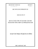 Luận văn Thạc sĩ Quản lý công: Quản lý nhà nước về tạo việc làm cho thanh niên nông thôn tại tỉnh Quảng Nam