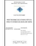 Luận văn:PHÂN TÍCH HIỆU QUẢ SỬ DỤNG VỐN CỦA CÔNG TY CỔ PHẦN XÂY DỰNG SÓC TRĂNG