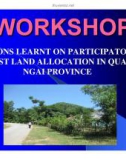 Báo cáo khoa học nông nghiệp  LESSONS LEARNT ON PARTICIPATORY FOREST LAND ALLOCATION IN QUANG NGAI PROVINCE 