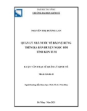 Luận văn Thạc sĩ Quản lý kinh tế: Quản lý nhà nước về bảo vệ rừng trên địa bàn huyện Ngọc Hồi tỉnh Kon Tum