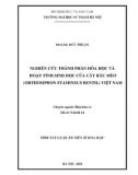 Tóm tắt Luận án Tiến sĩ Hoá học: Nghiên cứu thành phần hóa học và hoạt tính sinh học của cây Râu mèo Việt Nam