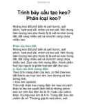 Trình bày cấu tạo keo? Phân loại keo?