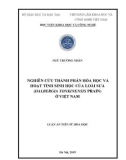 Luận án Tiến sĩ Hóa học: Nghiên cứu thành phần hóa học và hoạt tính sinh học của loài Sưa (Dalbergia tonkinensis prain) ở Việt Nam