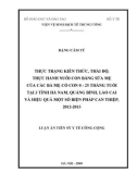 Luận án Tiến sĩ Y tế công cộng: Thực trạng kiến thức, thái độ, thực hành nuôi con bằng sữa mẹ của các bà mẹ có con 0-25 tháng tuổi tại 3 tỉnh Hà Nam, Quảng Bình, Lào Cai và hiệu quả một số biện pháp can thiệp, 2012-2015