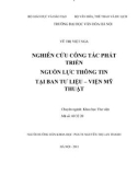 Luận văn Thạc sĩ Khoa học Thư viện: Nghiên cứu công tác phát triển nguồn lực thông tin tại Ban Tư liệu - Viện Mỹ thuật