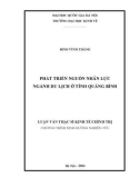 Luận văn Thạc sĩ Kinh tế chính trị: Phát triển nguồn nhân lực ngành Du lịch ở tỉnh Quảng Bình