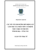 Luận văn Thạc sĩ Kinh tế: Các yếu tố ảnh hưởng đến động lực làm việc của nhân viên y tế tại Bệnh viện Y học cổ truyền Tỉnh Bà Rịa – Vũng Tàu