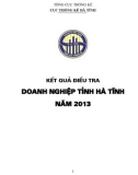 Kết quả điều tra doanh nghiệp tỉnh Hà Tĩnh năm 2013