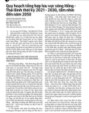 Quy hoạch tổng hợp lưu vực sông Hồng - Thái Bình thời kỳ 2021-2030, tầm nhìn đến năm 2050