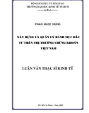 Luận văn Thạc sĩ Kinh tế: Xây dựng và quản lý danh mục đầu tư trên thị trường chứng khoán Việt Nam