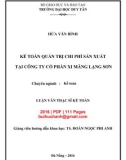 Luận văn Thạc sĩ Kế toán:  Kế toán quản trị chi phí sản xuất tại Công ty cổ phần Xi măng Lạng Sơn