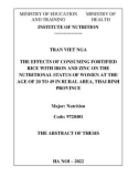 The abstract of thesis: The effects of consuming fortified rice with iron and zinc on the nutritional status of women at the age of 20 to 49 in rural area, Thai Binh province