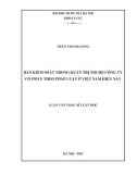 Luận văn Thạc sĩ Luật học: Ban kiểm soát trong Quản trị nội bộ công ty cổ phần theo pháp luật ở Việt Nam hiện nay