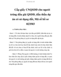 Cấp giấy CNQSDĐ cho người trúng đấu giá QSDĐ, đấu thầu dự án có sử dụng đất, Mã số hồ sơ 023503