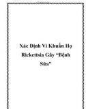 Xác Định Vi Khuẩn Họ Rickettsia Gây “Bệnh Sữa”