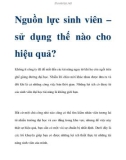 Nguồn lực sinh viên – sử dụng thế nào cho hiệu quả?