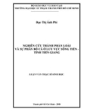 Luận văn Thạc sĩ Sinh học: Nghiên cứu thành phần loài và sự phân bố cá ở lưu vực sông Tiền - tỉnh Tiền Giang