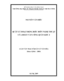 Luận văn thạc sĩ Quản lý văn hóa: Quản lý hoạt động biểu diễn nghệ thuật của Đoàn Văn công Quân khu 3