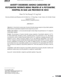 Rối loạn lo âu ở người chăm sóc bệnh nhân tâm thần đang điều trị tại Bệnh viện Tâm thần tỉnh Đắk Lắk, năm 2023