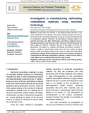 Investigation in manufacturing self-healing cementitious materials using microbial technology