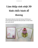 Làm thiệp sinh nhật 3D hình chiếc bánh dễ thương