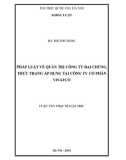 Tóm tắt Luận văn Thạc sĩ Luật học: Pháp luật về quản trị Công ty đại chúng, thực tiễn áp dụng tại Công ty cổ phần VINAFCO