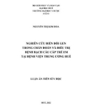 Luận án Tiến sĩ Y học: Nghiên cứu biến đổi gen trong chẩn đoán và điều trị bệnh bạch cầu cấp trẻ em tại Bệnh viện Trung ương Huế