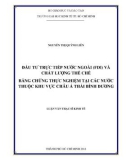 Luận văn Thạc sĩ Kinh tế: Đầu tư trực tiếp nước ngoài (FDI) và chất lượng thể chế bằng chứng thực nghiệm tại các nước thuộc khu vực Châu Á Thái Bình Dương