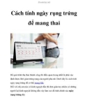 Cách tính ngày rụng trứng để mang thai