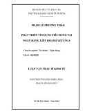 Luận văn Thạc sĩ Kinh tế: Phát triển tín dụng tiêu dùng tại Ngân hàng Liên doanh Việt Nga