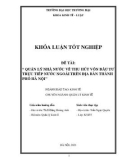 Khóa luận tốt nghiệp Kinh tế: Quản lý nhà nước về thu hút vốn đầu tư trực tiếp nước ngoài trên địa bàn thành phố Hà Nội