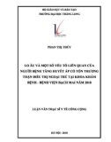 Tóm tắt luận văn Thạc sĩ Y tế công cộng: Lo âu và một số yếu tố liên quan của người bệnh tăng huyết áp có tổn thương thận điều trị ngoại trú tại khoa khám bệnh – Bệnh viện Bạch Mai năm 2018